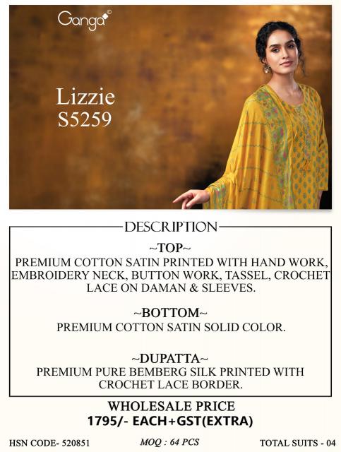 Ganga lizzie 5259 cotton dress material wholesale price